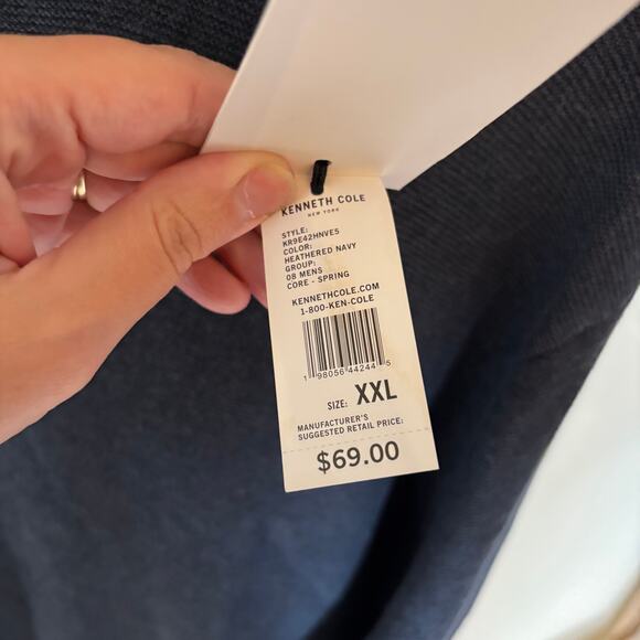 Kenneth Cole NWT Men's Heathered Navy Pullover Crew Neck Sweater Size XXL - Picture 5 of 8